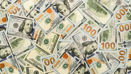 Top view of American money background.