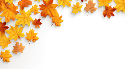 Naklejka na ściany i meble Christmas or Autumn Thanksgiving background. Pumpkins and maple leaves on a white background