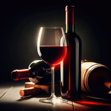 red wine bottle and glass  background for banner and post