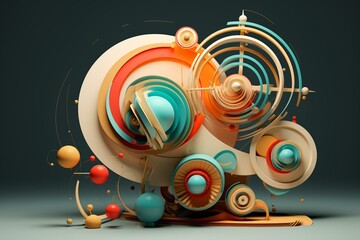 An abstract image depicting collaboration. 3D design with isolated elements. Generative AI