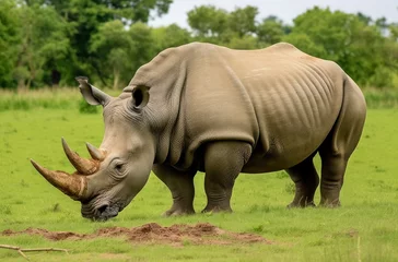 Foto op Plexiglas White Rhino grazing. © Anowar
