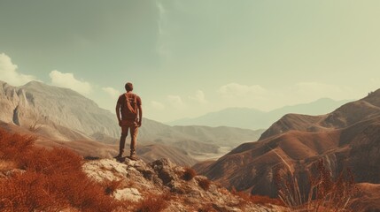 Cinematic Shot of a Man in the Mountains