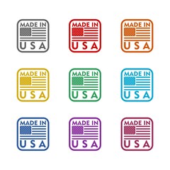 Made in USA  icon isolated on white background. Set icons colorful