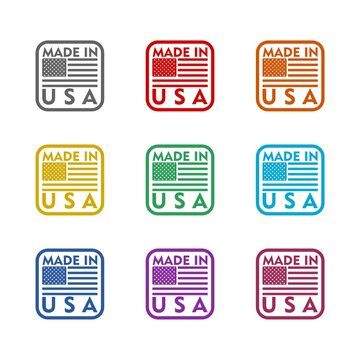 Made in USA  icon isolated on white background. Set icons colorful