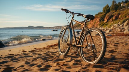Obraz premium Bicycle at beach in morning
