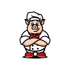 vector cartoon pig chef design