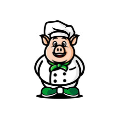 vector cartoon pig chef design