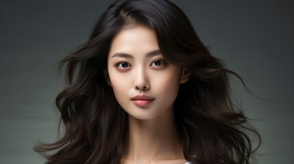 Naklejka premium Asian Woman With Beautiful Face Perfect Clean Fresh, Background Image , Beautiful Women, Hd