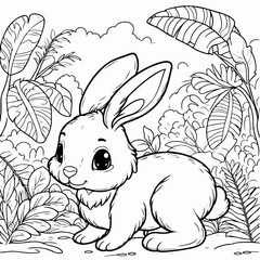 vector cute rabbit coloring book illustration