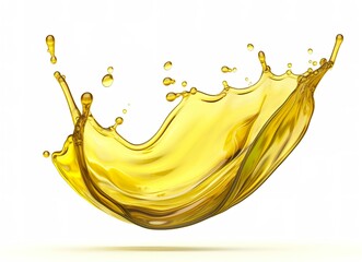 Olive or engine oil splash, cosmetic serum liquid isolated on white background.