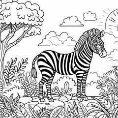 vector zebra coloring book illustration