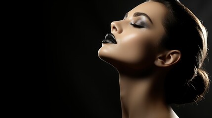 Fototapeta premium Beautiful Woman Face Hand Make Upphotorealistic , Background Image , Beautiful Women, Hd