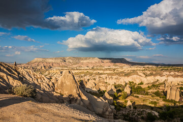 Rocky landscape in Cappadocia, Turkey. Travel in Cappadocia. Amazing Rocky summer landscape in Cappadocia Goreme