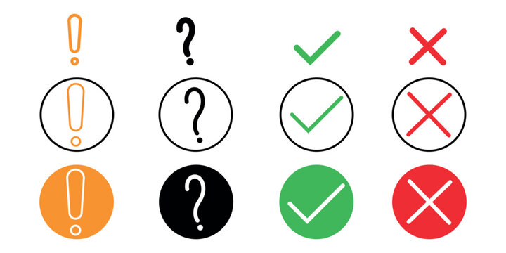 punctuation mark icon. exclamation, question mark, information sign, ok, cancel icon