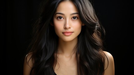 Naklejka premium Beautiful Face Young Adult Asian Woman , Background Image , Beautiful Women, Hd