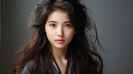 Naklejka premium Young Asian Girl Portrait Isolatedphotorealistic, Background Image , Beautiful Women, Hd