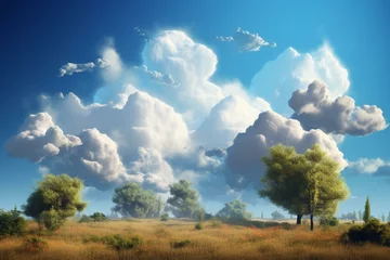 Schilderijen op glas Realistic landscaped clouds. Generative AI © Indira