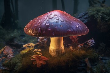 Fototapeta na wymiar An enchanting mushroom that emanates a mystical aura. Generative AI