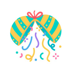 paper balls at parties with confetti exploding as a birthday surprise