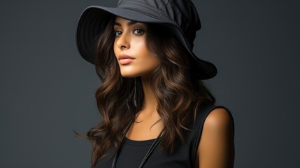 Trendy Woman Wearing Bucket Hat Medium , Background Image , Beautiful Women, Hd