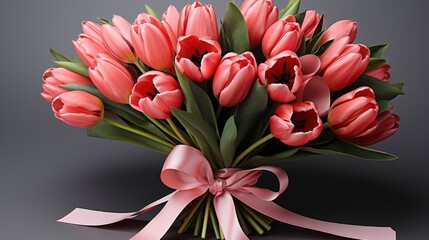 Tulips Bouquet Giftphotorealistic Photorealistic , Background Image