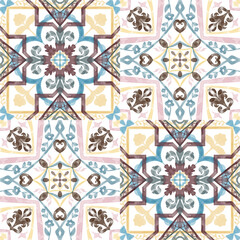 Watercolor Tile tradiitional tribal vintage folk damask painting drawing floor interior