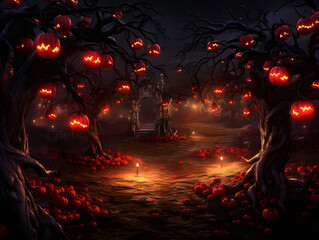 horror trees on a halloween night