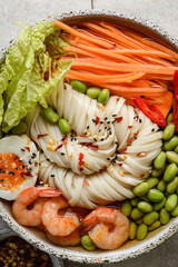 noodle with shrimp and edamame beans