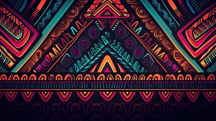 African tribal pattern in colorful illustration - obrazy, fototapety, plakaty