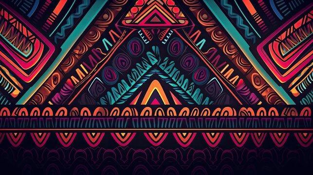African tribal pattern in colorful illustration