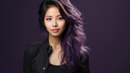 Portrait Beautiful Asian Woman Posing Purple, Background Image , Beautiful Women, Hd