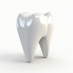 3D Tooth Isolated on Light White Background Dental Concept Healthy Teeth Render, Dental Care Professional Banner. - obrazy, fototapety, plakaty