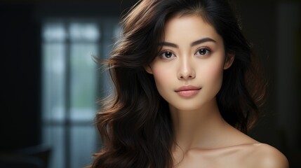 Naklejka premium Portrait Beautiful Young Asian Face Woman, Background Image , Beautiful Women, Hd