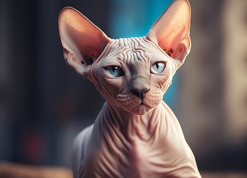 Beautiful photo Sphynx cat concept, contemporary natural and mood social background.