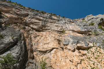 view of the rock face in the Fara San Martino gorges