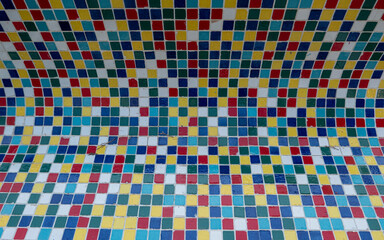 cheerful and colorful covering of small multi-coloured tiles