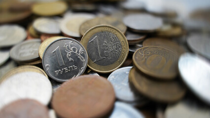 One Russian Ruble and One Euro.