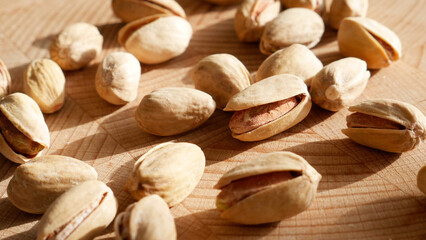 pistachios on a wooden table