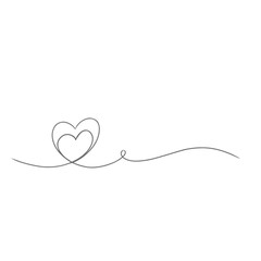 Heart line border. Heart banner for Valentine's Day. Love icon in line art style. Thin contour and romantic symbol for greeting card and web banner in simple linear style. 