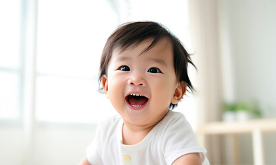 portrait of an Asian little child, happy toddler