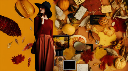 stylish mood board, autumn, harvest
