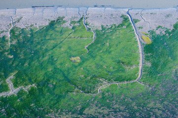 vue aérienne du Bassin d'Arcachon en France