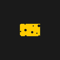 Cheese icon illustration isolated on black background 