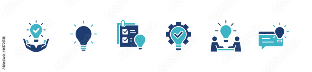 Poster lightbulb creative solution problem innovation thinking idea icon set business success inspiration i