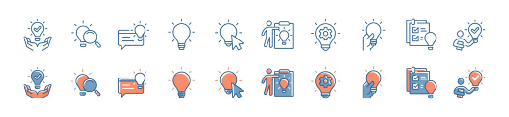 collection of creative idea lightbulb icon set business creativity innovation problem solving solution vector illustration management thinking inspiration symbol design for web and app