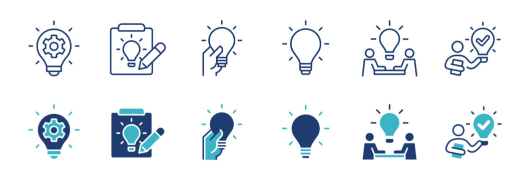 creativity idea lightbulb innovation icon set business thinking creative inspiration vector illustration startup project management symbol design
