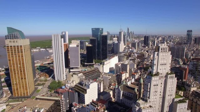 Aerial view of Buenos Aires cityscape during daytime, Argentina. 
