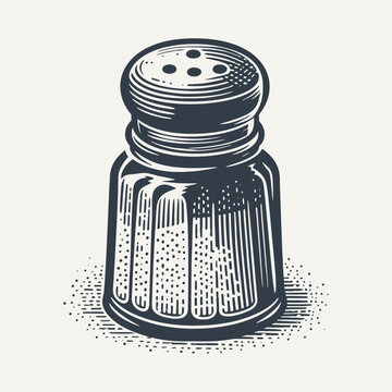 Salt shaker. Vintage woodcut engraving style hand drawn vector illustration.