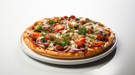 Delicious pizza on a clean white background, a mouthwatering feast for your eyes and taste buds