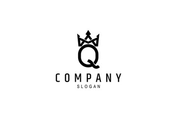 Letter Q Crown Logo Design Vector